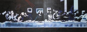 Baiju Parthan PROGRESSION (LAST SUPPER - AFTER DA VINCI) 2008 Oil and acrylic on canvas 35.5 x 96 in.