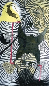 Anju Dodiya CIRCUS OF INSOMNIA 2004 Acrylic and ink on velvet mattress 84 x 46 x 5 in.