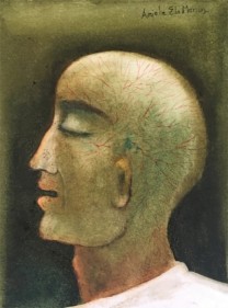 Anjolie Ela Menon Head of a Man 2017 Oil on masonite board 16 x 12 in.