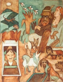 K. G. Subramanyan HOMAGE TO MANSUR Watercolor and varnish on paper 28 x 22 in.