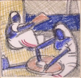 Biren De&nbsp;, Untitled Sketch (Two Seated Blue Figures), Circa 1960