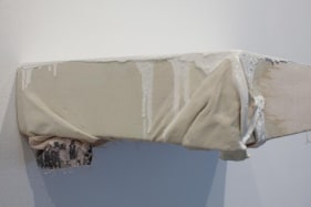 Saad Qureshi HOME IS WHERE IT HURTS 2008 Oil and banknote on canvas 3.5 x 25 x 12.5 in.