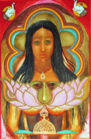 Anjolie Ela Menon UNTITLED (ONE FIGURE) 2013 Mixed media on masonite 40 x 28 in.