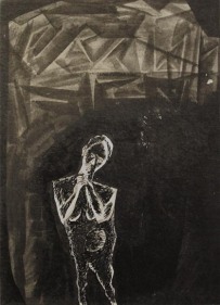 K. Laxma Goud MALE CLASP HANDS 1963 Watercolor, ink on paper 10 x 7 in.  SOLD