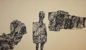 Laxma Goud ROCK MAN ROCK 1968 Ink on paper 6 x 11 in.