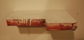 Saad Qureshi WHAT IS IT ALL FOR? 2010 Oil and banknotes on canvas 1.5 x 12 x 7 in.