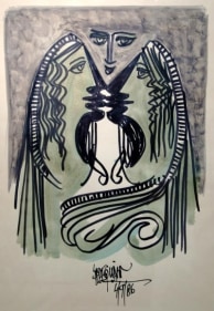 Sadequain UNTITLED (UNION) 1986 Watercolor and Ink on paper 25.5 x 18 in.