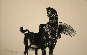 K Laxma Goud UNTITLED COW WOMAN 1979 Ink on paper 7.5 x 12 in.
