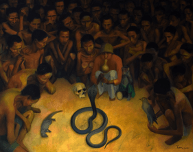 Tom Vattakuzhy  The Snake Charmer, 2020  Oil on Canvas  61h x 72w in