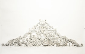 Najmun Nahar Keya  Corinthian Dhaka (38)  2025  Drawing, graphite, gold leaf  55 x 39 in