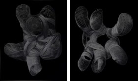 Adeel uz Zafar Mutation 1 &amp; 2 2015 Engraved drawing on plastic vinyl 36 x 30 in. (Each)