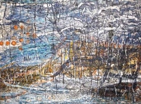 Jayashree Chakravarty UNTITLED ABSTRACT 1999 Acrylic and oil on canvas 33 x 44 in.