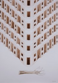 Gigi Scaria  Detached  2017  Watercolor on paper  40.50 x 28.50 in