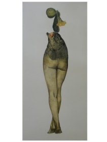 Avishek Sen LEGS &amp; FISH 2013 Watercolor on paper 12 x 6 in.