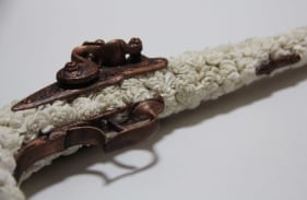 Promotesh Das Pulak VINDICATE - 4 2014 Shola flowers, glue and resin 18 x 2 x 1.5 in.