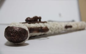 Promotesh Das Pulak VINDICATE - 4 2014 Shola flowers, glue and resin 18 x 2 x 1.5 in.