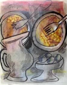 F. N. Souza UNTITLED (STILL LIFE WITH VASE) 1975 Marker and chemical alteration on paper 11 x 8.5 in.