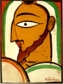 Jamini Roy Untitled (Christ Profile) n.d. Painting on board 14 x 10 in.