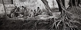 Raghu Rai Wrestlers under Howrah Bridge, Kolkata Edition of 10 2004 Digital scan of photographic negative on archival paper 20 x 54 in.
