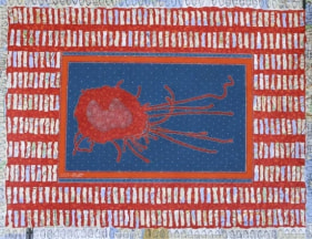 Talha Rathore THE HEART SETTLES IV 2007 Gouache and Block Print on Wasli 19.5 x 25 in.  SOLD