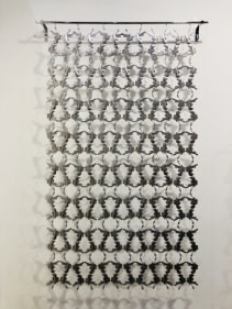 Adeela Suleman  After All It's Someone Else Who Dies, 2018  Hand beaten repousse work on stainless steel  84 x 49 in