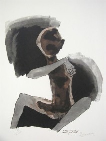 M F Husain CHILD (Mother Teresa Series) Limited edition serigraph (edition of 300) individual serigraph $2,000; set of 3 $5,000 24 x 18 in.