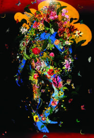 Priyantha Udagedara Wanamali I 2016 Mixed media on canvas 63 x 43 in.