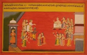 Illustration to the Ramayana 2 Northern India, Rajasthan, Udaipur, Mewar School c. 1710 Opaque watercolor heightened with gold on wasli 10.5 x 16.5 in.