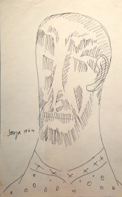 F.N. Souza  Untitled (Bearded Man with Shirt)  1964  Ink on paper  13 x 8 in.
