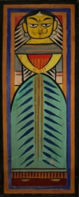 Jamini Roy FEMALE FIGURE Tempera on cloth 30 x 12 in.  SOLD