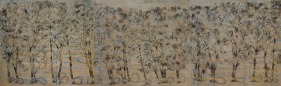 G. R. Iranna, Planted Trees, 2015, Acrylic on tarpaulin, 66 x 216 in