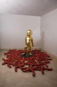 Chintan Upadhyay (b.1972)  GOOD BAD AND UGLY, 2008  Fiberglass, wood, and acrylic  62h x 36w x 36.50d in