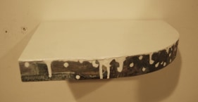 Saad Qureshi A SORT OF LOSS 2010 Oil and photographs on wood 1.75 x 12 x 8.25 in.