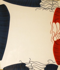 Attiya Shaukat UNTITLED (RED AND BLUE 1) Gouache on wasli 19 x 15.5 in.