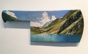 Adeela Suleman  I Will Meet You by the Water 2  2017  Metal cleaver with enamel paint and hardener  5.5 x 12.5 in.