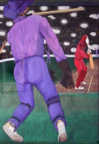 Anandajit Ray UNTITLED (CRICKET) ND Gouache and paper pasted on board 39 x 27.5 in.