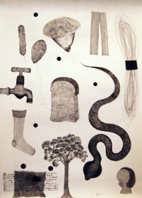 Adip Dutta THE SNAKES AMONGST THE OBJECTS 3 2007 Ink on paper 27 x 35.5 in.