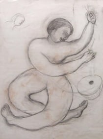 Manjit Bawa DRAWING 4 (DRUMMER) Charcoal on paper 30x 22 in.