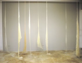 Marcy Chevali  Cirrus Flameworked glass and mohair Dimensions variable