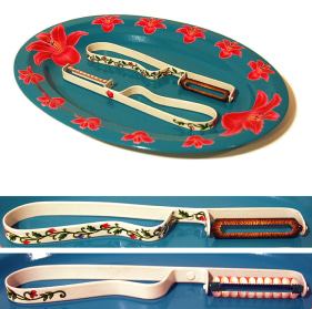 Adeela Suleman, I Will Lie WIth You  2009, Steel plate, steel peelers, coated with powder paint and enamel, 8 x 11 in