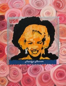 Chintan Upadhyay COMMEMORATIVE STAMPS (ANDY'S MONROE) Mixed media on canvas 48 x 36 in.