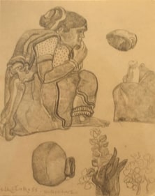 T. Vaikuntam UNTITLED (SITTING WOMAN I) 1988 Pencil on paper 6.5 x 5.5 in.