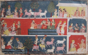 Bhagavata Purana 2 Northern India, Rajasthan, Malwar 1680-90 Opaque watercolour heightened with gold on wasli 8.25 x 13.25 in.