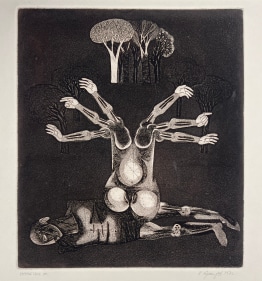 K. Laxma Goud (b. 1940), Untitled (Prone Man/Woman Open), 1972