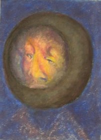 Sudhir Patwardhan UNTITLED (DARK HEAD IN CIRCLE SPACE) Pastel on paper 15 x 10.5 in.