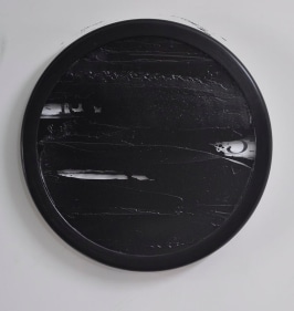 Abir Karmakar, Moon, 2015, Oil on wall clock, Diameter: 15 in.