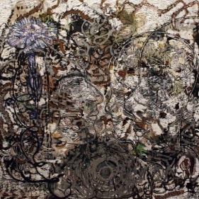 Jayashree Chakravarty JOURNEY 1 Acrylic and oil on canvas 45 x 45 in.