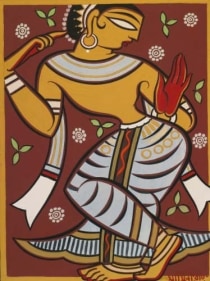 Jamini Roy UNTITLED (GOPI) ND Tempera on card 21 x 16 in.