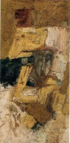 M F Husain THE MIRAGE 1960 Oil on board 48 x 30 in.