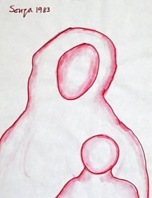 F. N. Souza UNTITLED (TWO RED FIGURES) 1983 Ink on paper 11 x 8.5 in.
